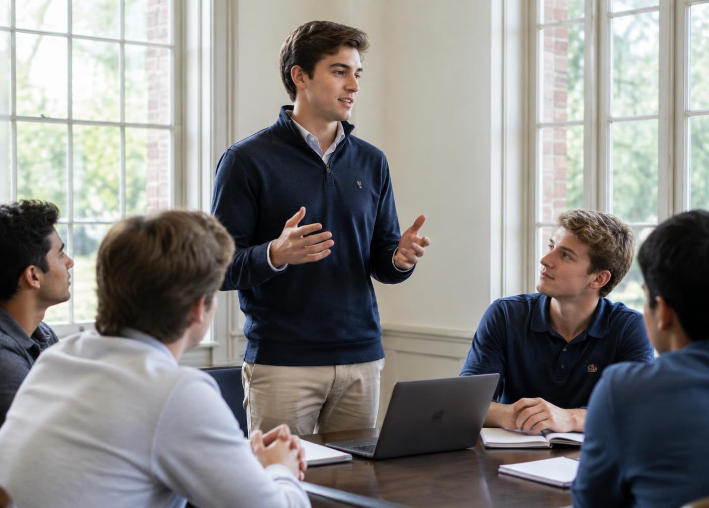 Chapter officers working together around a table